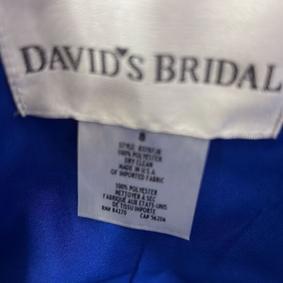 David’s Bridal Sz 8 Cobalt Blue Mini Prom Evening Formal Dress Pockets Strapless - Picture 6 of 6